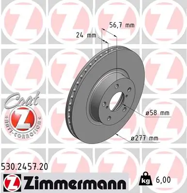 ZIMMERMANN Disco freno 530.2457.20