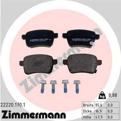 ZIMMERMANN مجموعة بطانة الفرامل، فرامل قرصية 22220.170.1