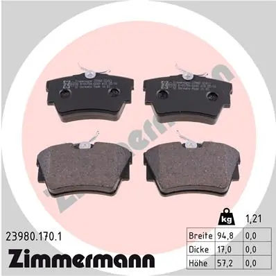 ZIMMERMANN Juego de pastillas de freno 23980.170.1