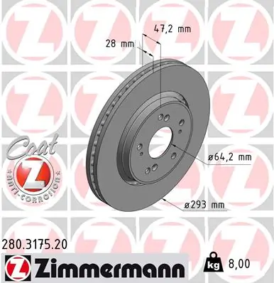 ZIMMERMANN Disco de freno 280.3175.20