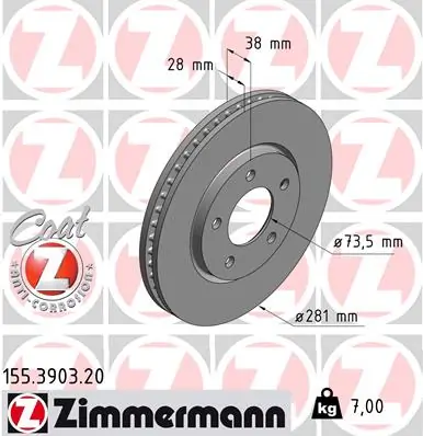 ZIMMERMANN Bremsscheibe 155.3903.20