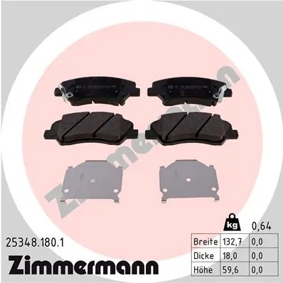ZIMMERMANN Bremsbelagsatz, Scheibenbremse 25348.180.1