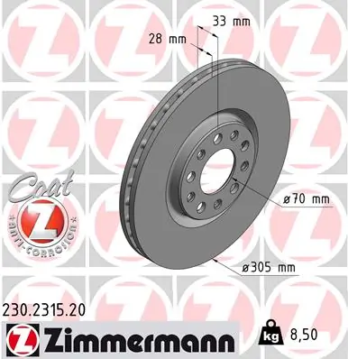 ZIMMERMANN Disco de travão 230.2315.20