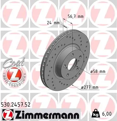 ZIMMERMANN Disco freno 530.2457.52