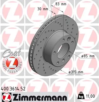 ZIMMERMANN Disco de travão 400.3614.52
