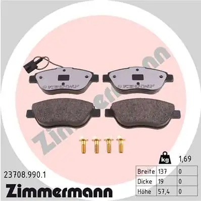 ZIMMERMANN Kit pastiglie freno, Freno a disco 23708.990.1