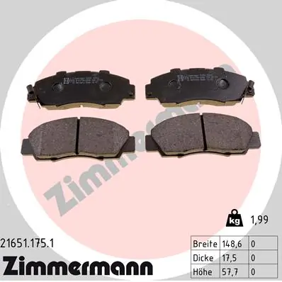 ZIMMERMANN Juego de pastillas de freno 21651.175.1
