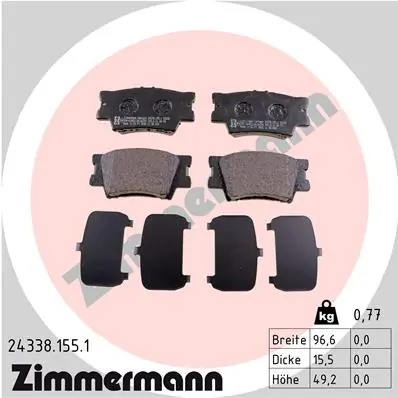 ZIMMERMANN Brake Pad Set, disc brake 24338.155.1