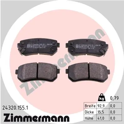 ZIMMERMANN Bremsbelagsatz, Scheibenbremse 24320.155.1