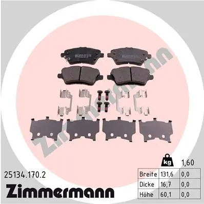 ZIMMERMANN Fren balata seti, diskli fren 25134.170.2