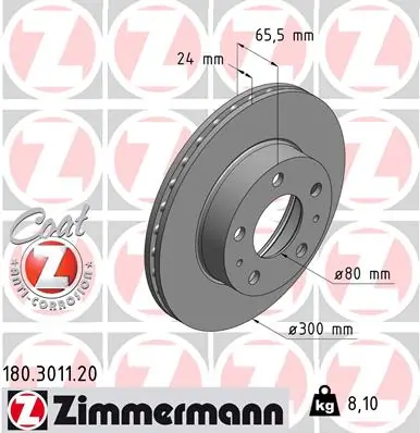 ZIMMERMANN Bremsscheibe 180.3011.20