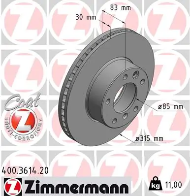 ZIMMERMANN Disco de travão 400.3614.20