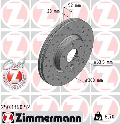 ZIMMERMANN Bremsscheibe 250.1360.52