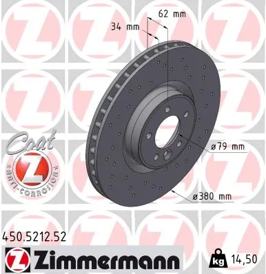 ZIMMERMANN 브레이크 디스크 450.5212.52