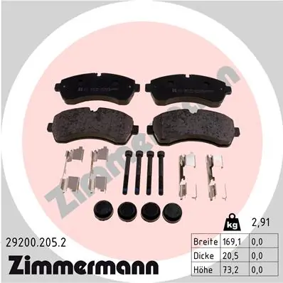 ZIMMERMANN Kit pastiglie freno, Freno a disco 29200.205.2