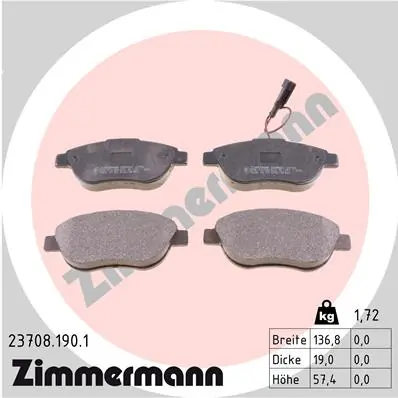 ZIMMERMANN Kit pastiglie freno, Freno a disco 23708.190.1