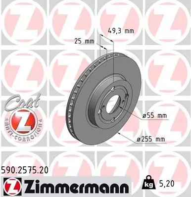 ZIMMERMANN Bremsscheibe 590.2575.20