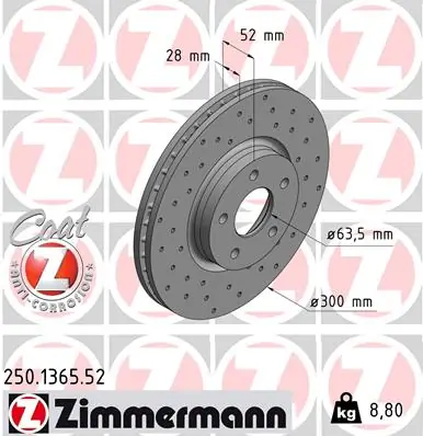 ZIMMERMANN Bremsscheibe 250.1365.52