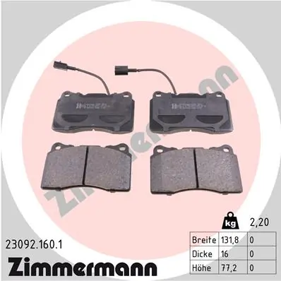 ZIMMERMANN Set Pad Brek, Brek Piring 23092.160.1