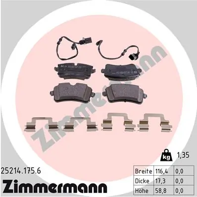 ZIMMERMANN Fren balata seti, diskli fren 25214.175.6