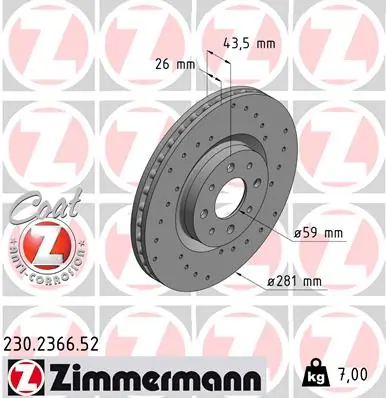ZIMMERMANN Тормозной диск 230.2366.52