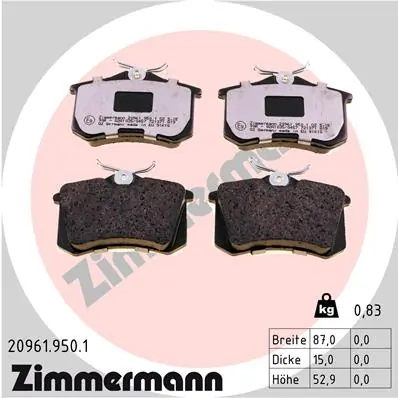 ZIMMERMANN ערכת רפידות בלם, בלמי דיסק 20961.950.1
