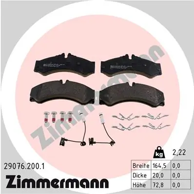 ZIMMERMANN Fren balata seti, diskli fren 29076.200.1