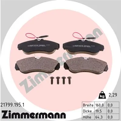 ZIMMERMANN Set bantalan rem, rem cakram 21799.195.1