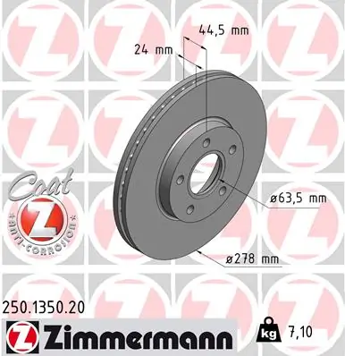 ZIMMERMANN Bremsscheibe 250.1350.20