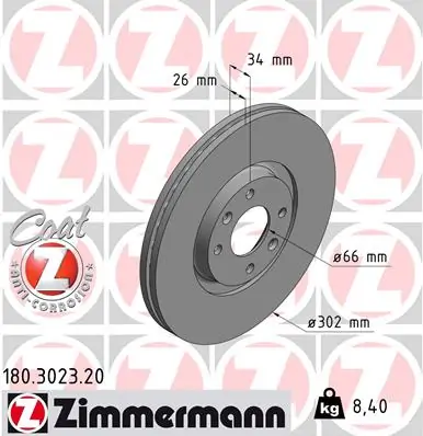 ZIMMERMANN 브레이크 디스크 180.3023.20