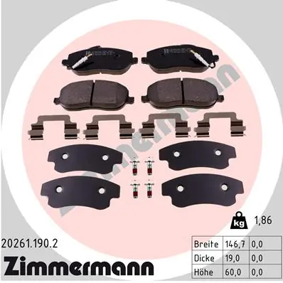 ZIMMERMANN Kit pastiglie freno, Freno a disco 20261.190.2