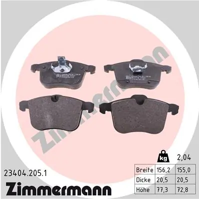 ZIMMERMANN Jogo de pastilhas para travão de disco 23404.205.1