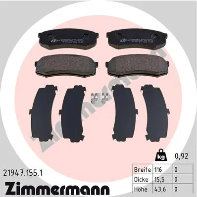 ZIMMERMANN Kit pastiglie freno, Freno a disco 21947.155.1