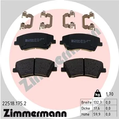 ZIMMERMANN Bremsbelagsatz, Scheibenbremse 22518.175.2