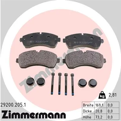 ZIMMERMANN Kit pastiglie freno, Freno a disco 29200.205.1