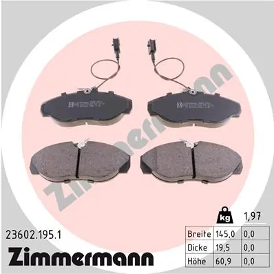 ZIMMERMANN Set Pad Brek, Brek Piring 23602.195.1