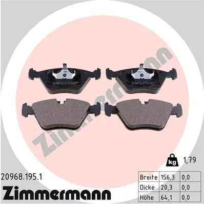 ZIMMERMANN Kit pastiglie freno, Freno a disco 20968.195.1