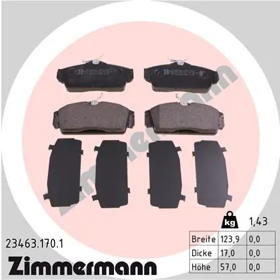 ZIMMERMANN Kit pastiglie freno, Freno a disco 23463.170.1