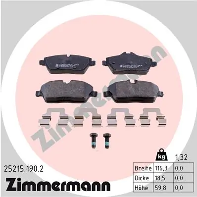 ZIMMERMANN Kit pastiglie freno, Freno a disco 25215.190.2