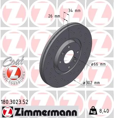 ZIMMERMANN 브레이크 디스크 180.3023.52