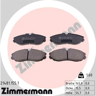 ZIMMERMANN Set bantalan rem, rem cakram 21481.155.1