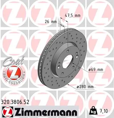 ZIMMERMANN Disco freno 320.3806.52