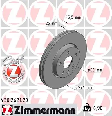 ZIMMERMANN Disco freno 430.2621.20