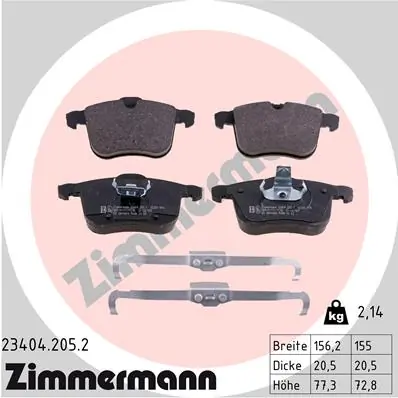 ZIMMERMANN Jogo de pastilhas para travão de disco 23404.205.2