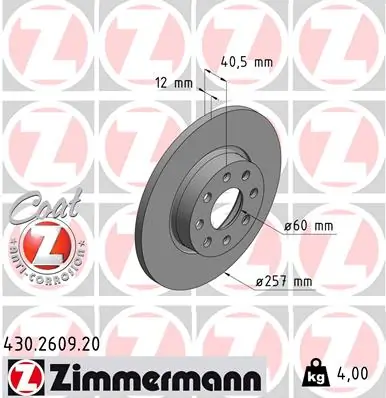ZIMMERMANN Fren diski 430.2609.20