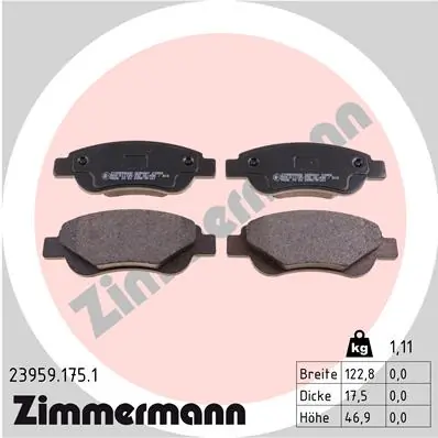 ZIMMERMANN Kit pastiglie freno, Freno a disco 23959.175.1