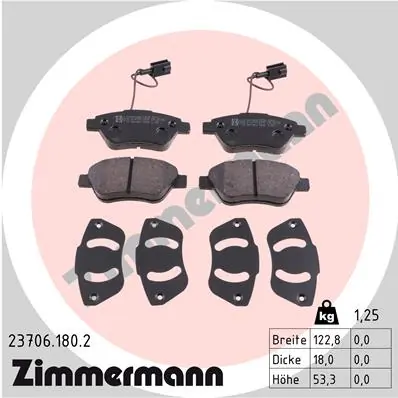 ZIMMERMANN Kit pastiglie freno, Freno a disco 23706.180.2