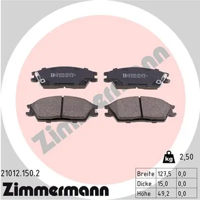 ZIMMERMANN مجموعة بطانة الفرامل، فرامل قرصية 21012.150.2