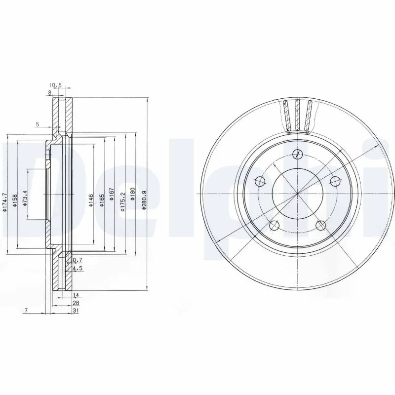 DELPHI Disco freno BG3715