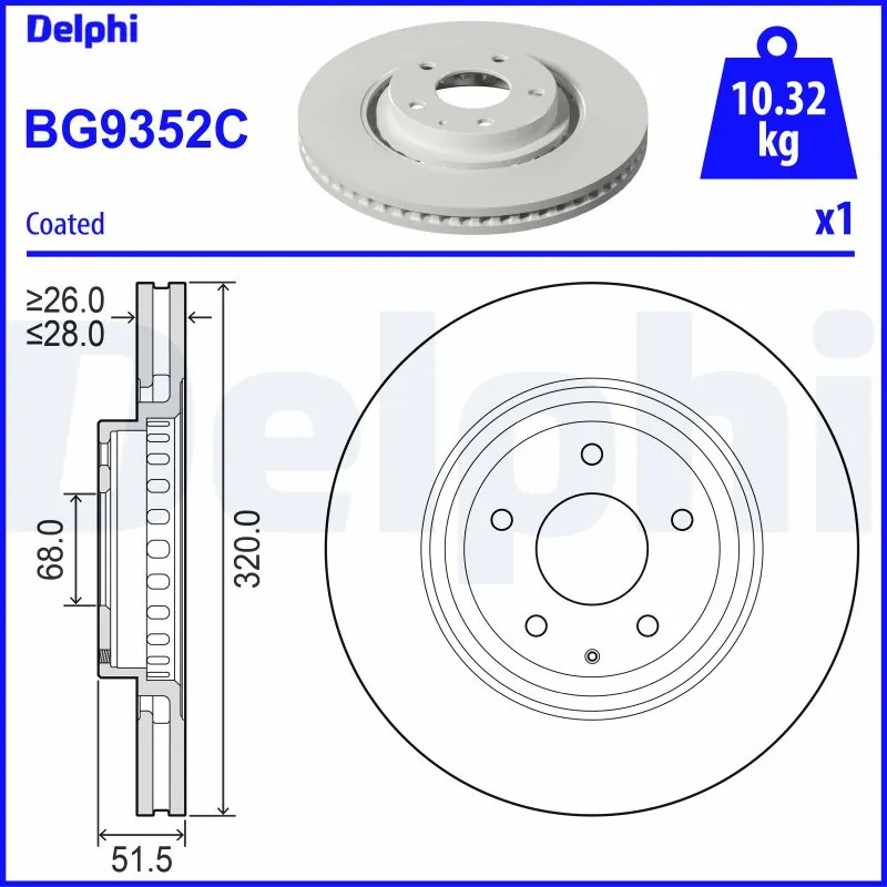 DELPHI Disco freno BG9352C